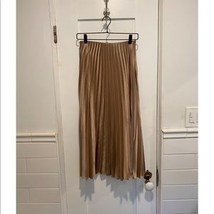 Zara Pleated Satin Midi Skirt